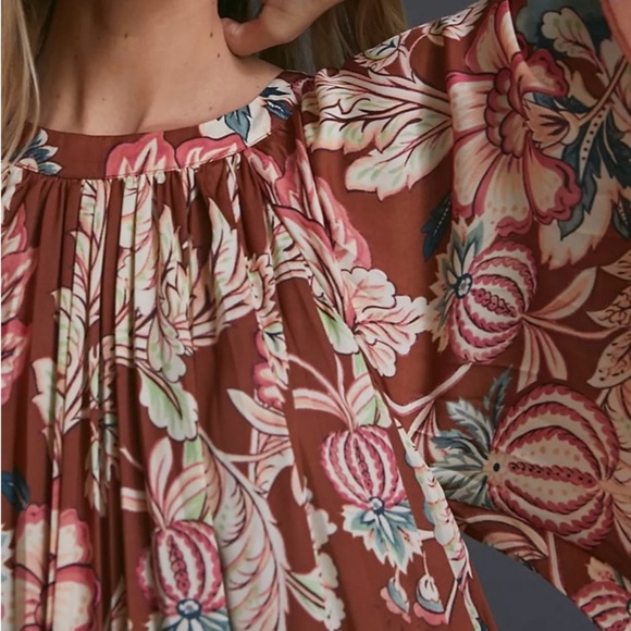 Anthropologie Red and Pink Ruffled Tiered Midi Sundress - Picture 3 of 9